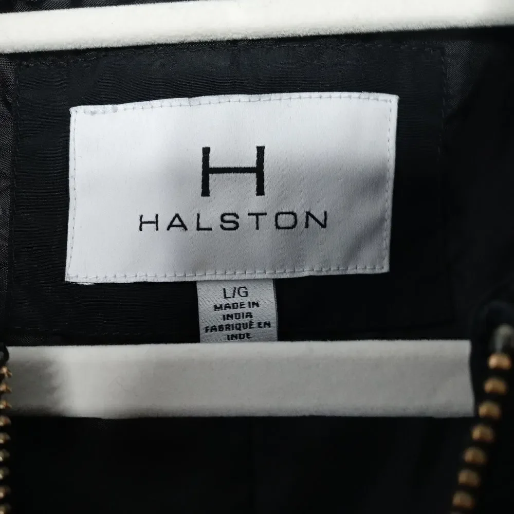 Halston black zip up jacket size large